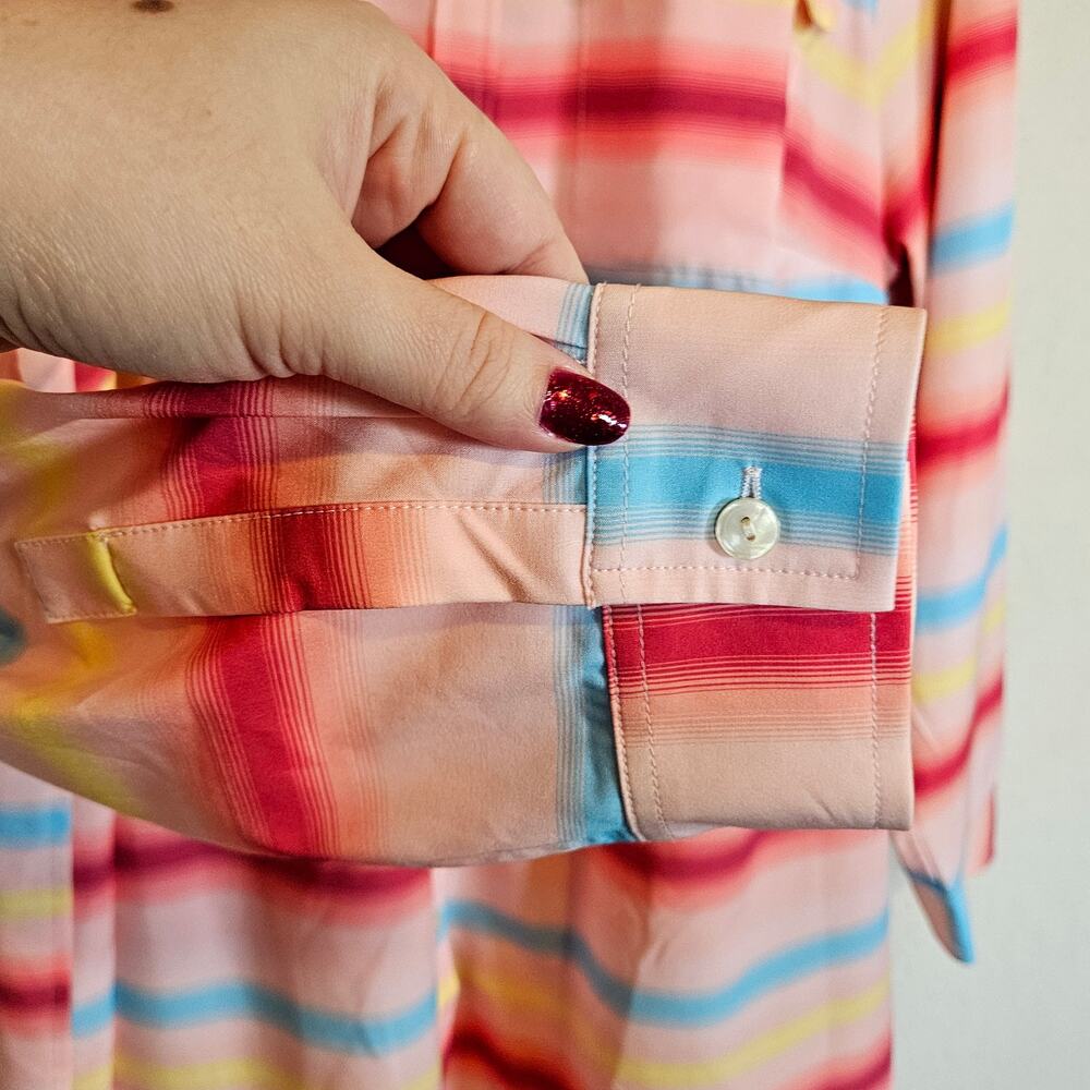 Lands' End Multicolor Striped Button Down Shirt - image 7